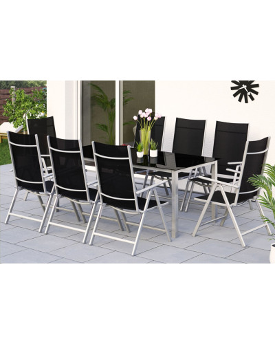 Gartenmöbel Set Alu 9-tlg. 8 Personen Sitzgruppe Bern
